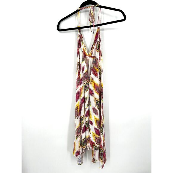 PILYQ Revolve Pink Yellow Geometric Halter Midi Swim Cover Up Dress One Size - Picture 3 of 8